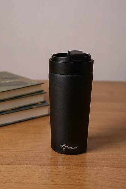 Penguen Mug Termos - Siyah - 380 ml