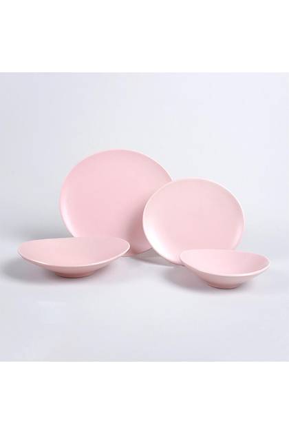 Oval Mat Ak Pembe Yemek Takm 24 Para 6 Kiilik