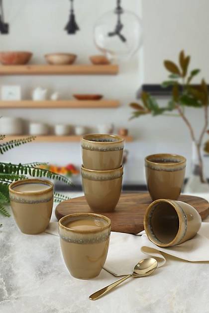 Shizen Toprak Latte Kupa 8 Cm 6 Adet Q43