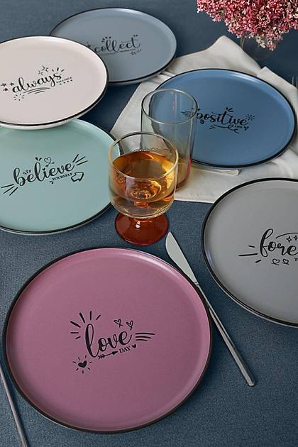 Keraart Rainbow Motto Nordic Pasta Taba 22 Cm 6 Adet