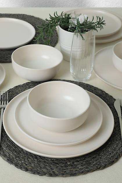 Mat Beyaz Nordic Yemek Tak�m� 6 Par�a 2 Ki�ilik 022
