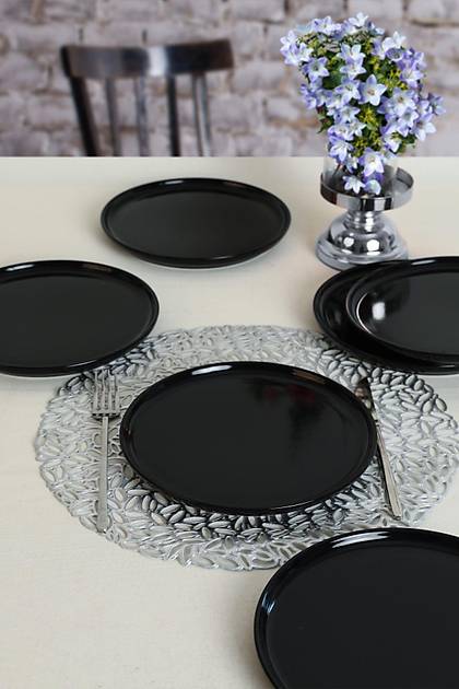 Siyah Nordic Pasta Taba 22 Cm 6 Adet