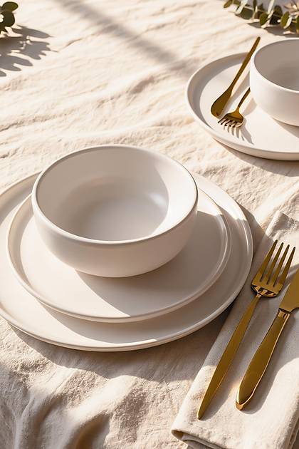 Mat Beyaz Nordic Yemek Tak�m� 6 Par�a 2 Ki�ilik 022