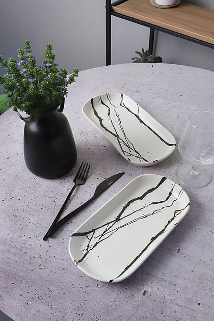 Beyaz Mermer Noyan Kayk Tabak 28 Cm 2 Adet 17951