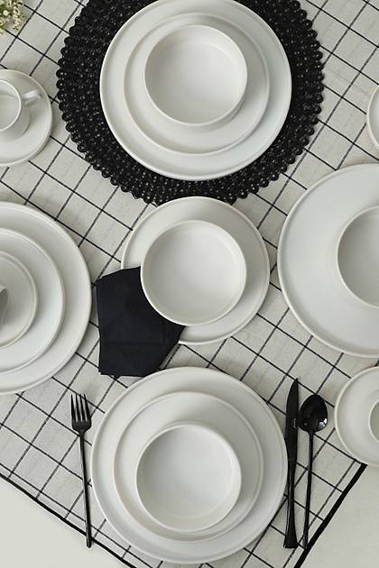 Mat Beyaz Stackable Yemek/Kahvalt Takm 20 Para 4 Kiilik