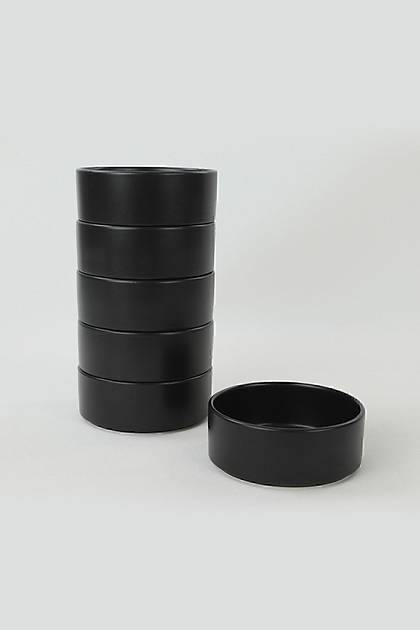 Mat Siyah Stackable orba Kasesi 14 Cm 6 Adet