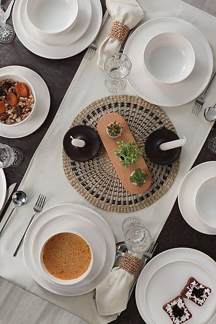 Nordic Mat Beyaz Yemek Takm 18 Para 6 Kiilik 022