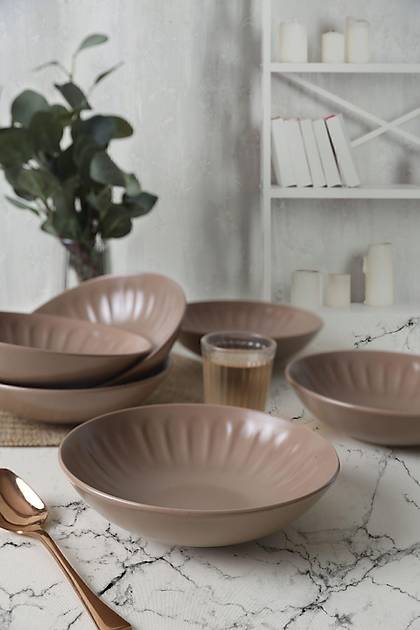Mat Toprak Taupe Badem Yemek Taba 22 Cm 6 Adet 977