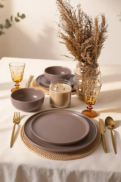 Mat Toprak Taupe Nordic Yemek Tak�m� 6 Par�a 2 Ki�ilik 977