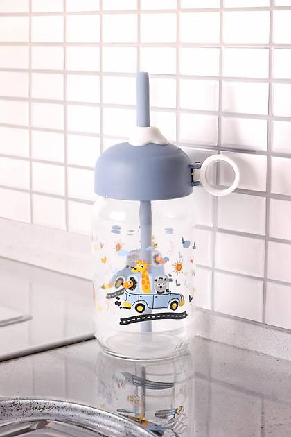 Gri Minyon Pipetli Cam Su �i�esi 370 cc