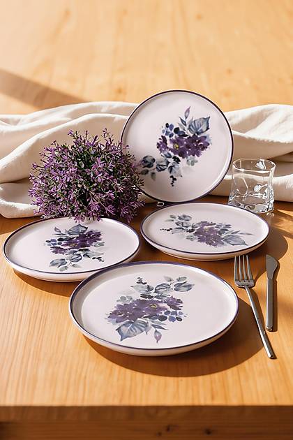Purple Flower Nordic Pasta Taba�� 22 Cm 4 Adet 21329