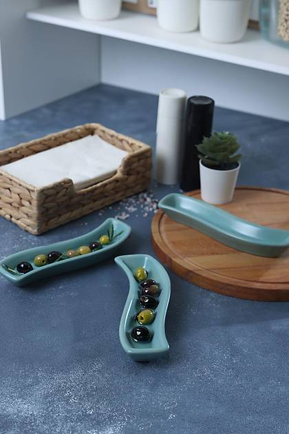 Mat Ak Yeil vory Zeytinlik 3 Adet 18 Cm