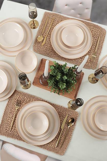 Krem Gold Fileli Yemek Takm 24 Para 6 Kiilik 841600