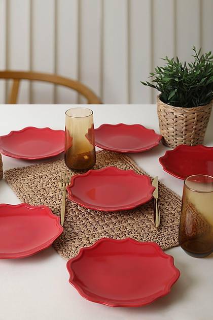 Krmz Romeo Pasta Taba 20 Cm 6 Adet 506