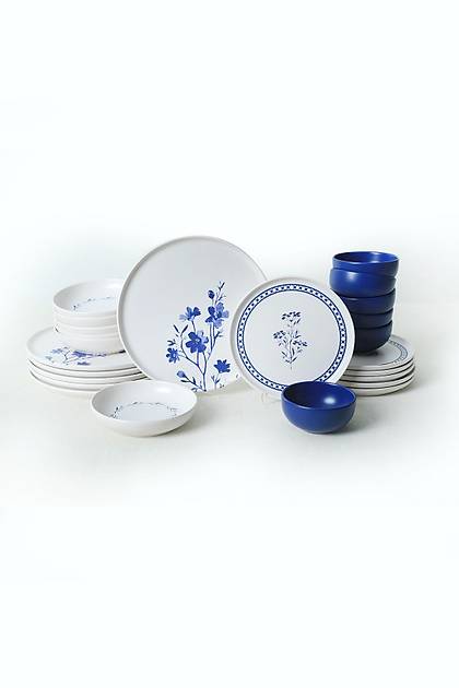 Blue Blossom Nordic Yemek Takm 24 Para 6 Kiilik 21428-29-30