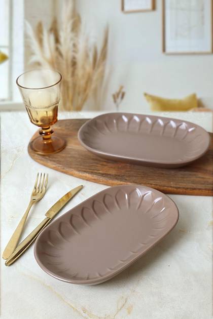 Mat Toprak Taupe Badem Kayk Tabak 22 Cm 2 Adet 977