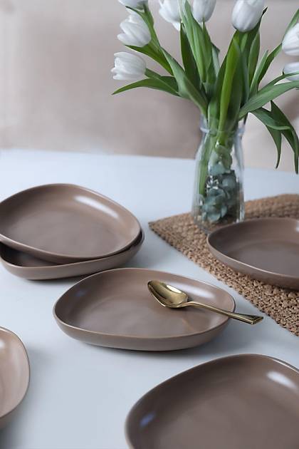 Mat Toprak Taupe Tetra Yemek Taba 23 Cm 6 Adet 977