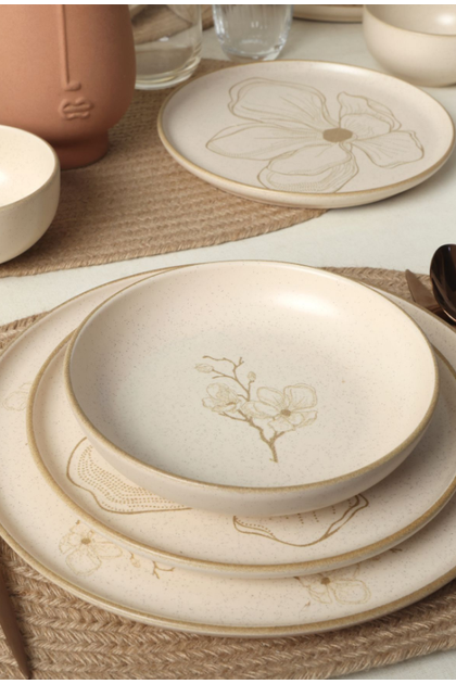 Taupe Bloom yemek Taba�� 3 Adet