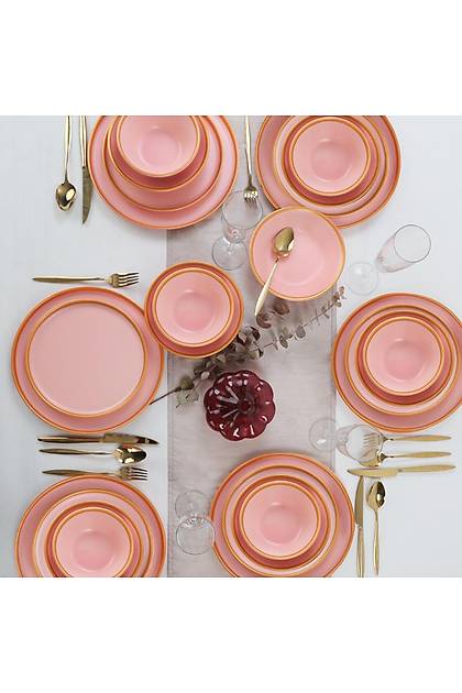 Wide Gold Mat Ak Pembe Yemek Takm 6 Kiilik 24 Para
