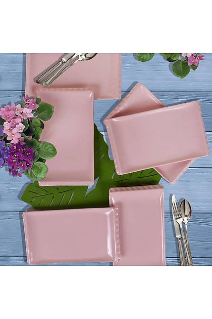 Ak Pembe Selen Kayk Tabak 30 Cm 6 Adet