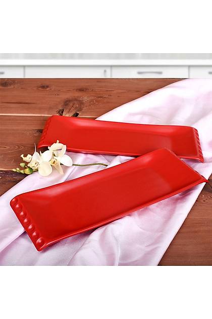 Mat Krmz Selen Kayk Tabak 33 Cm 2 Adet