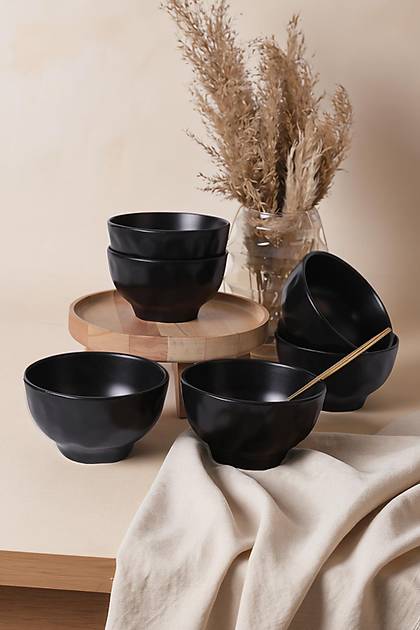 Mat Siyah Organik Kase 15 cm 6 Adet 956