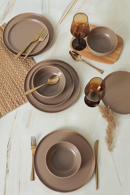 Nordic Mat Toprak Taupe Yemek Takm 18 Para 6 Kiilik 977