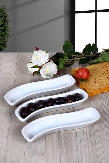 Beyaz Ivory Zeytinlik 3 Adet 18 Cm
