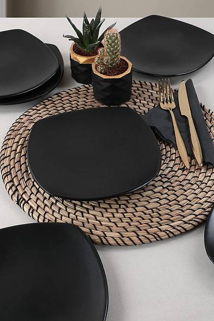 Mat Siyah Kem Pasta Taba 22 Cm 6 Adet