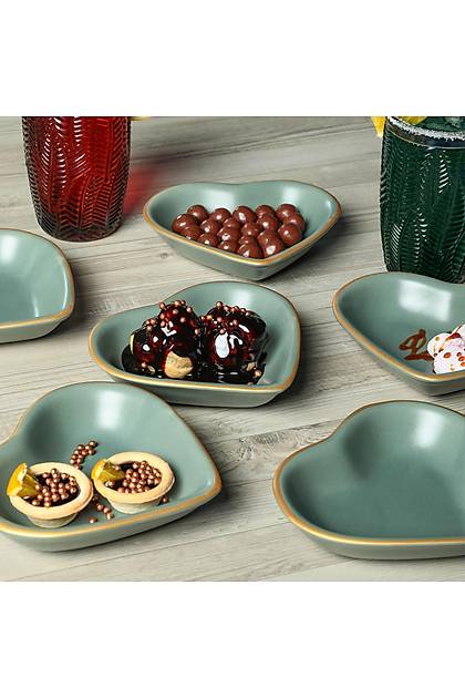 Mat Yeil Gold Kalp erezlik 14 Cm 6 Adet - 322