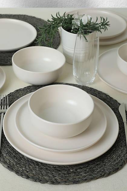 Nordic Mat Beyaz Yemek Takm 18 Para 6 Kiilik 022