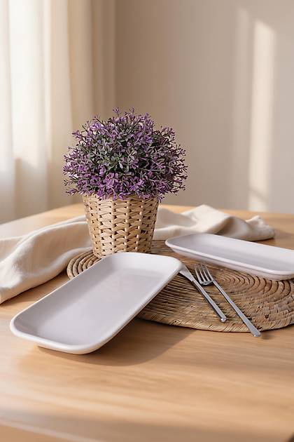 Beyaz Pergamon Kay�k Tabak 26 Cm 2 Adet 006