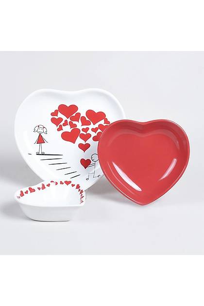 Sweet Love Red Yemek Takm 18 Para 6 Kiilik