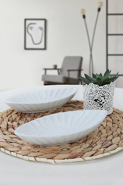 Beyaz Midye Kayk Tabak 20 Cm 2 Adet