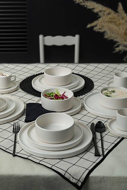 Mat Beyaz Stackable Yemek/Kahvalt Takm 20 Para 4 Kiilik