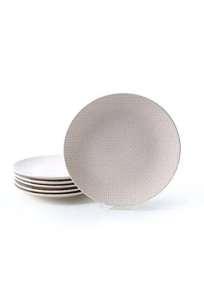 Kumlu Krem Rlyefli Servis Taba 27 Cm 6 Adet Q32