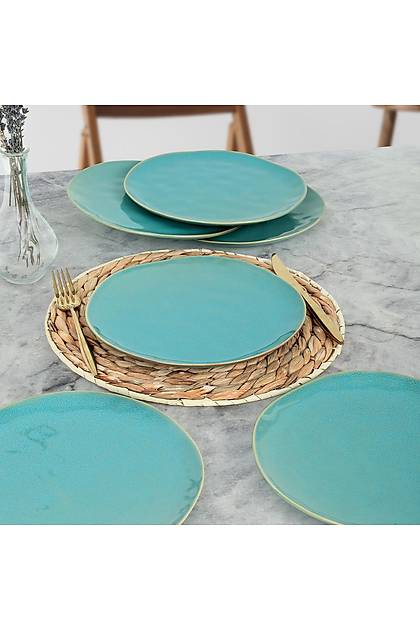 Teal Organik Servis Taba 26 Cm 6 Adet - Q06
