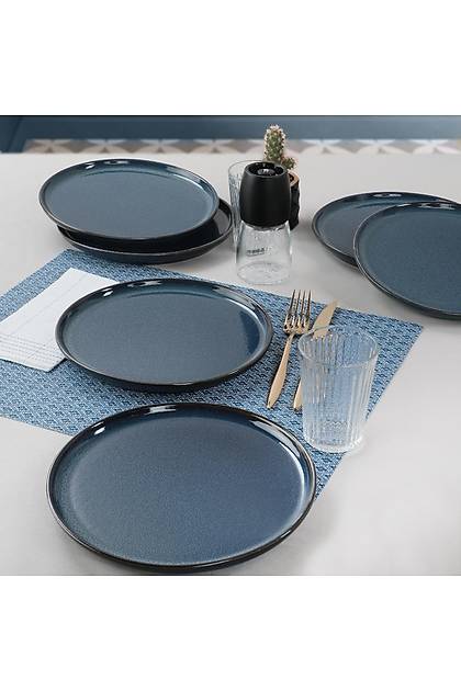 Lacivert Granit Dokulu Nordic Pasta Taba 22 Cm 6 Adet