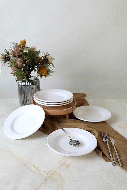 Beyaz Linda Yemek Taba�� 21 Cm 6 Adet 006