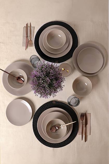 Taupe Kera Yemek Tak�m� 12 Par�a 4 Ki�ilik 594