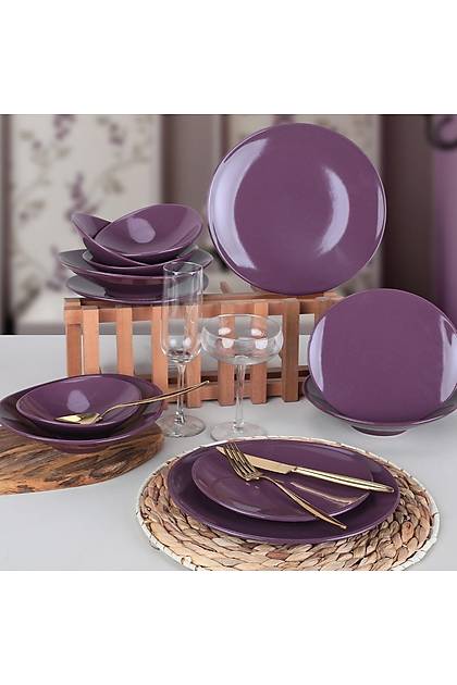 Oval Mor Yemek Takm 24 Para 6 Kiilik