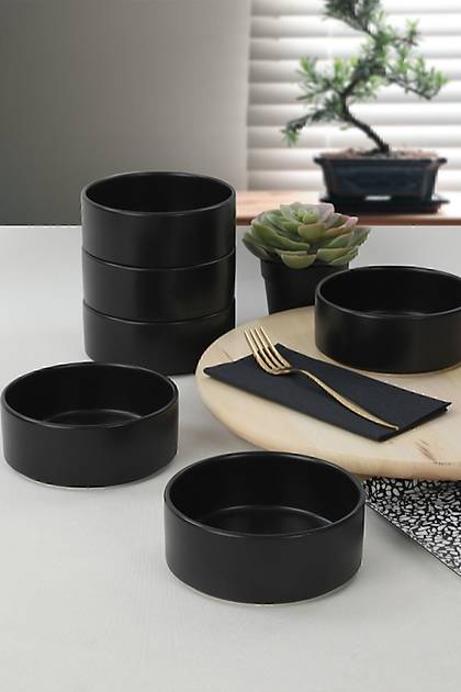 Mat Siyah Stackable orba Kasesi 14 Cm 6 Adet