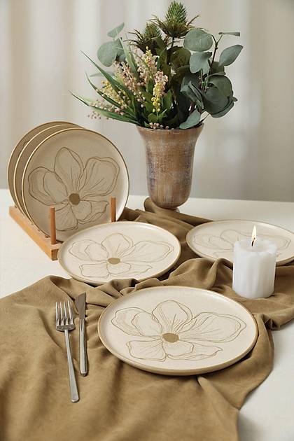 Taupe Bloom Nordc Pasta Taba 22 Cm 6 Adet 22529