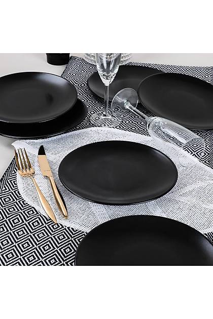 Mat Siyah Ege Pasta Taba 20 Cm 6 Adet