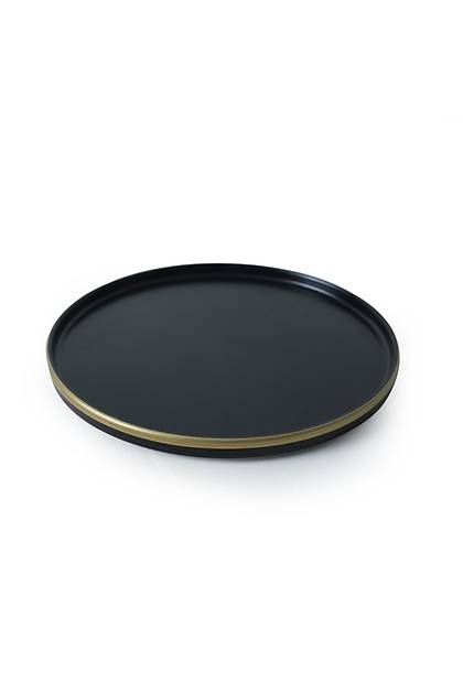 Mat Siyah Gold Fileli Stackable Servis Taba�� 27 Cm 4 Adet