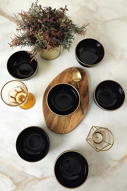 Siyah Gold Bulut Kase 12 Cm 6 Adet