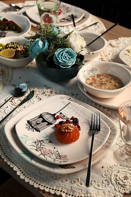 Keraart Retro Yemek Takm 24 Para 6 Kiilik