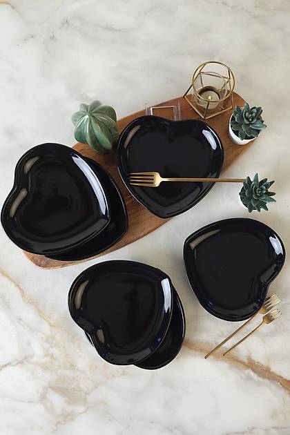 Siyah Kalp Pasta Taba�� 20 Cm 6 Adet 650