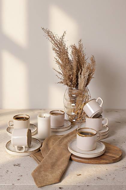 Straw Stackable �ay Tak�m� 12 Par�a 6 Ki�ilik