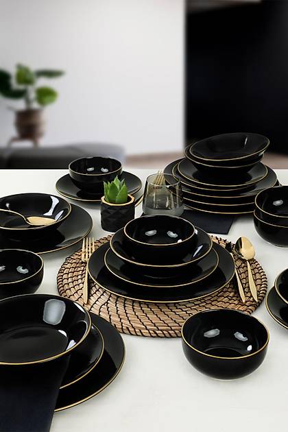 Ege Siyah Gold Yemek Takm 24 Para 6 Kiilik